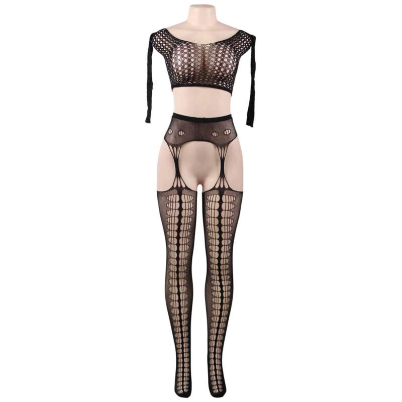 QUEEN LINGERIE - BODYSTOCKING TOP MANGA COMPRIDA S/G