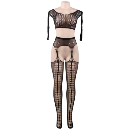 QUEEN LINGERIE - BODYSTOCKING TOP MANGA COMPRIDA S/G