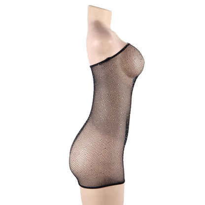 QUEEN LINGERIE - VESTIDO DE REDE COM DIAMANTES S/L