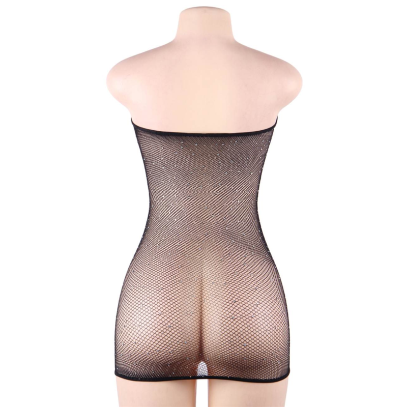 QUEEN LINGERIE - VESTIDO DE REDE COM DIAMANTES S/L