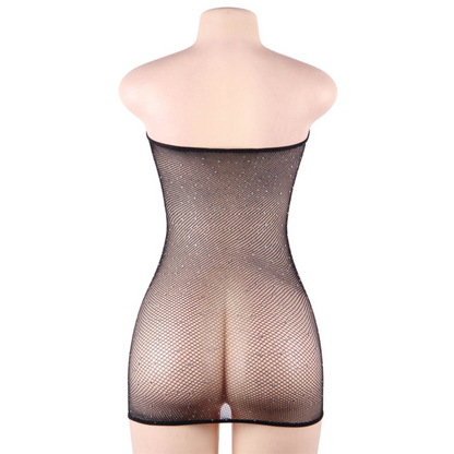QUEEN LINGERIE - VESTIDO DE REDE COM DIAMANTES S/L
