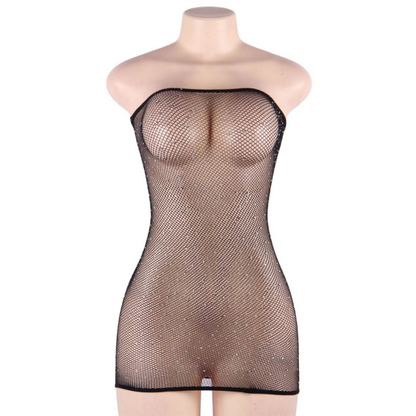 QUEEN LINGERIE - VESTIDO DE REDE COM DIAMANTES S/L