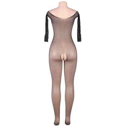 QUEEN LINGERIE - LONG SLEEVE BODYSTOCKING WITH DIAMONDS S/L