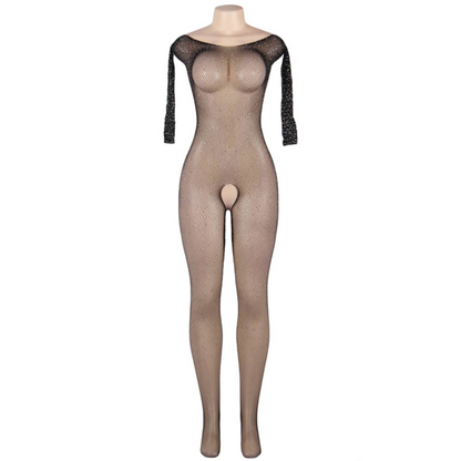 QUEEN LINGERIE - LONG SLEEVE BODYSTOCKING WITH DIAMONDS S/L