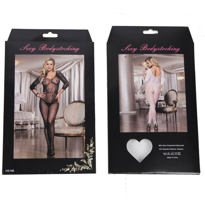 QUEEN LINGERIE - BODYSTOCKING COM ABERTURA MANGA LONGA S/G