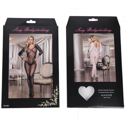 QUEEN LINGERIE - BODYSTOCKING COM ABERTURA MANGA LONGA S/G
