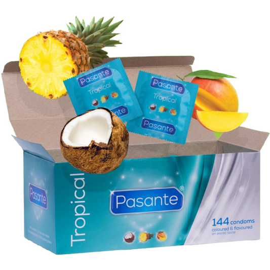 PASANTE - PRESERVATIVOS SABORES TROPICAIS 144 UNIDADES