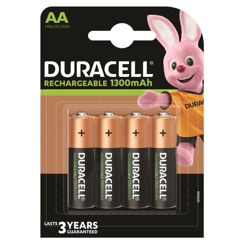 DURACELL - PILHA RECARREGÁVEL HR6 AA 1300mAh 4 UNIDADES