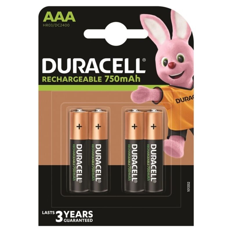 DURACELL - PILHA RECARREGÁVEL HR03 AAA 750mAh 4 UNIDADES