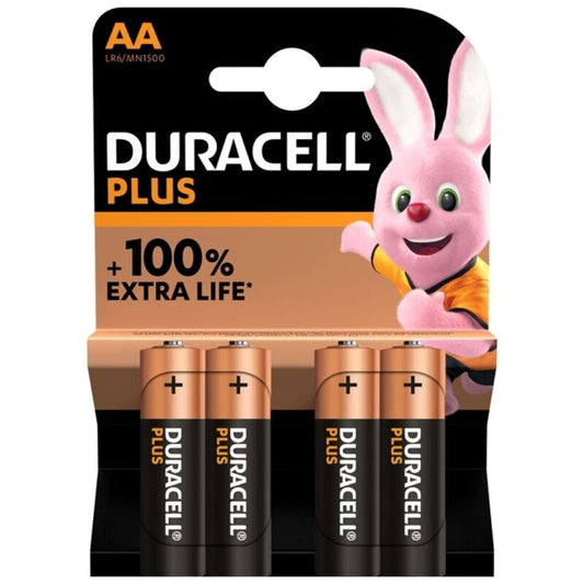 DURACELL - PLUS POWER 100 PILHA ALCALINA AA LR6 4 UNIDADES