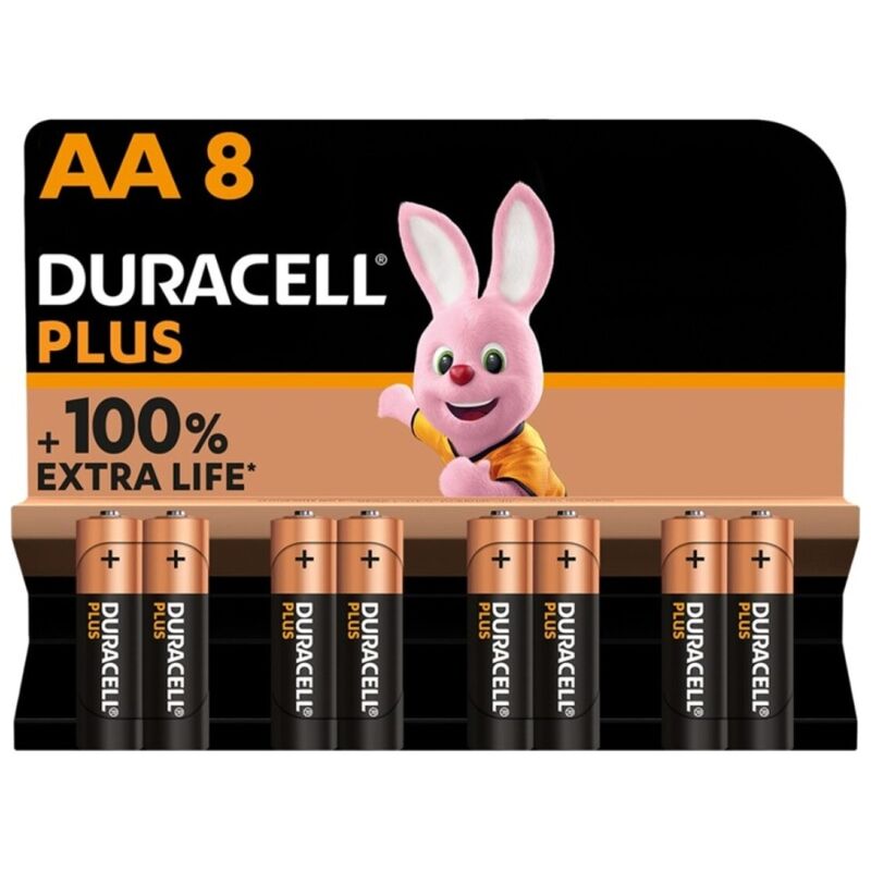 DURACELL - PLUS POWER 100 PILHA ALCALINA AA LR6 8 UNIDADES
