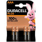 DURACELL - PLUS POWER 100 PILHA ALCALINA AAA LR03 4 UNIDADES