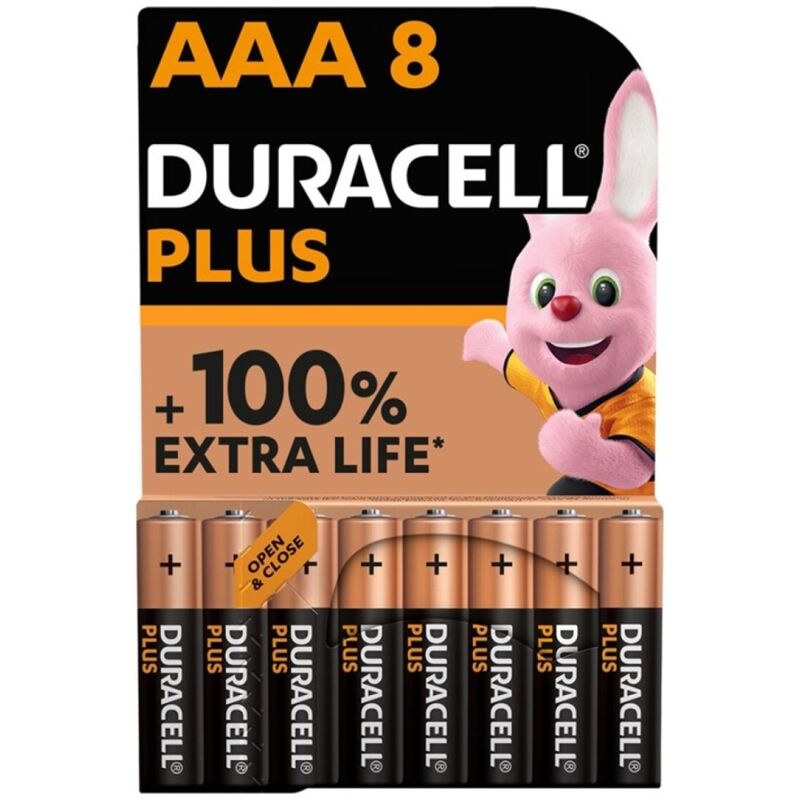 DURACELL - PLUS POWER 100 PILHA ALCALINA AAA LR03 8 UNIDADES