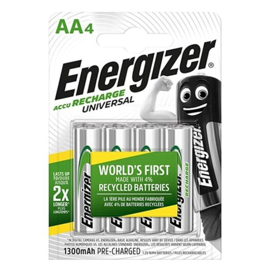 ENERGIZER - BATERIA UNIVERSAL RECARREGÁVEL HR6 AA 1300mAh 4 UNIDADES