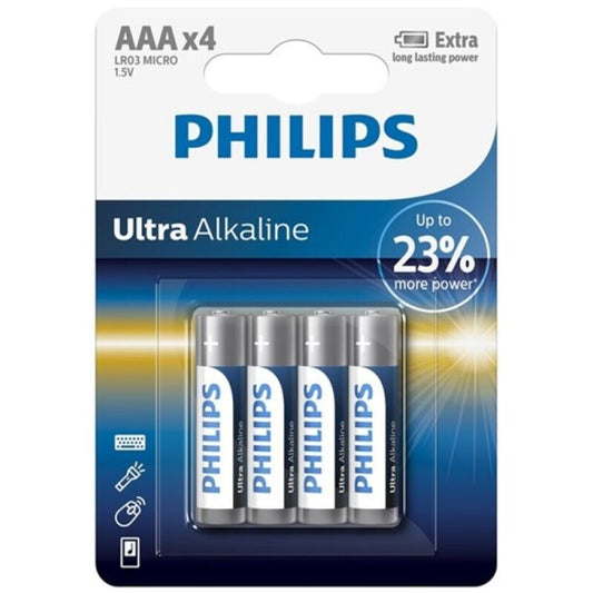 PHILIPS - PILHA ULTRA ALCALINA AAA LR03 4 UNIDADES