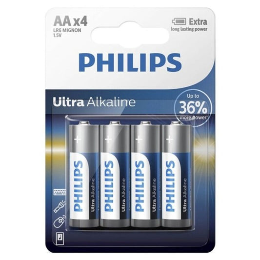 PHILIPS - PILHA ULTRA ALCALINA AA LR6 4 UNIDADES