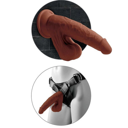 KING COCK - PLUS 3D DILDO BOLAS BALANÇANDO 24,5 CM MARROM