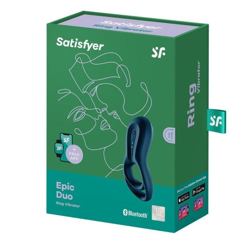 SATISFYER - APLICATIVO VIBRADOR EPIC DUO RING AZUL