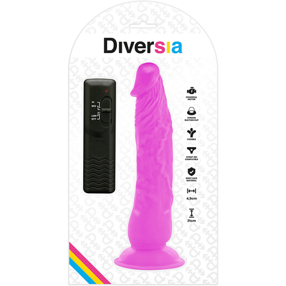DIVERSIA - DILDO VIBRANTE FLEXÍVEL ROXO 21 CM -O- 4,9 CM