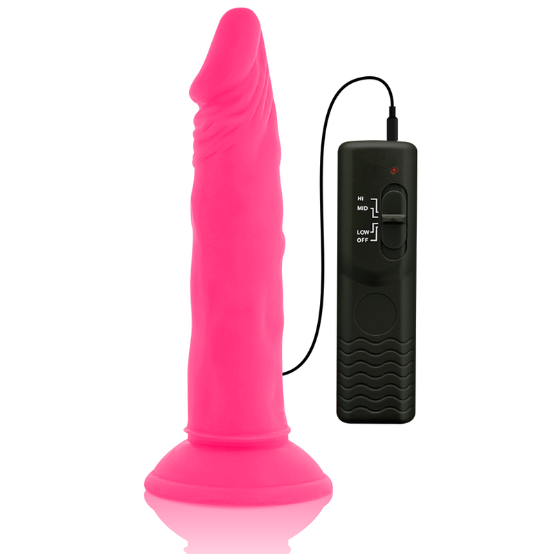 DIVERSIA - DILDO VIBRATÓRIO FLEXÍVEL ROSA 23 CM -O- 4,3 CM