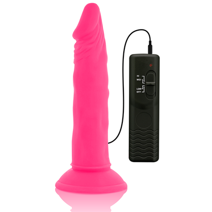 DIVERSIA - DILDO VIBRATÓRIO FLEXÍVEL ROSA 23 CM -O- 4,3 CM