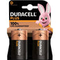 DURACELL - PILHA ALCALINA PLUS POWER 100 D LR20 2 UNIDADES