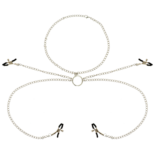 OHMAMA FETISH 4 GRAMPOS DE MAMILOS COM COLAR DE CORRENTE