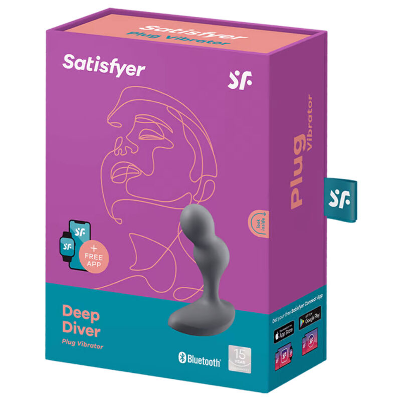 SATISFYER - APP DEEP DIVER VIBRATING PLUG CINZA