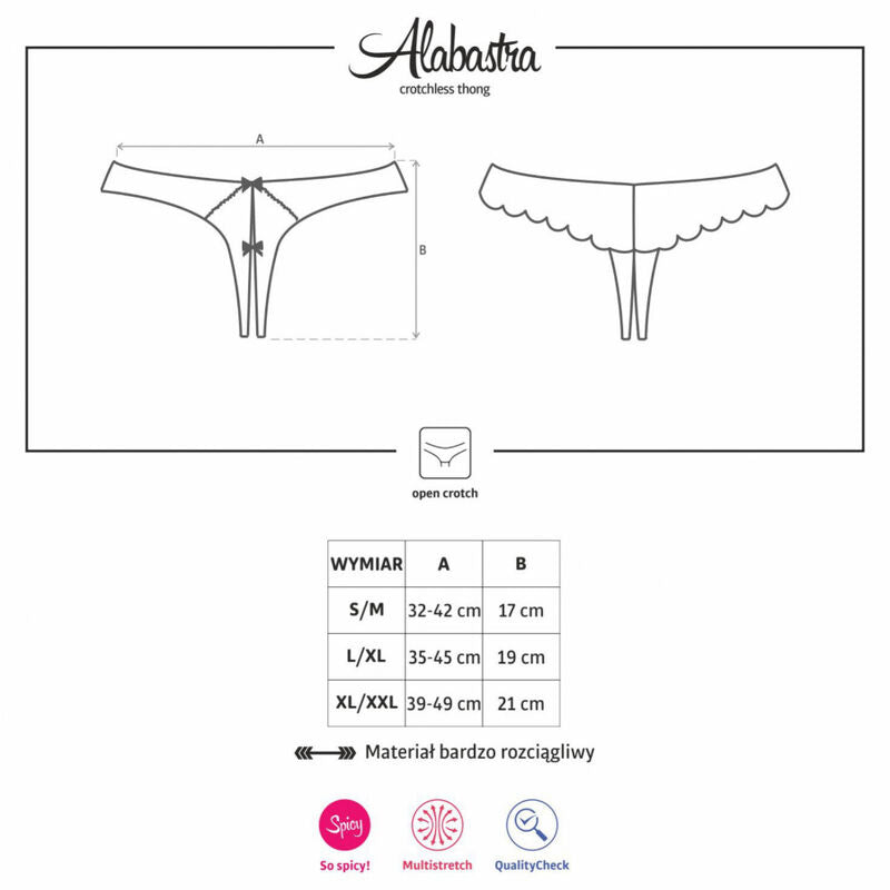OBSESSIVE - ALABASTRA PANTIES SEXY CROTCHLESS WHITE L/XL