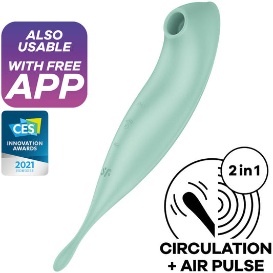 SATISFYER - ESTIMULADOR DE PULSO DE AR ​​TWIRLING PRO+ E APLICATIVO VIBRADOR VERMELHO