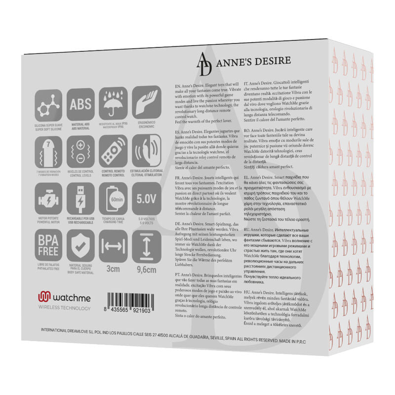 ANNE'S DESIRE - CALCINHA PRAZER TECNOLOG A WATCHME BLACK