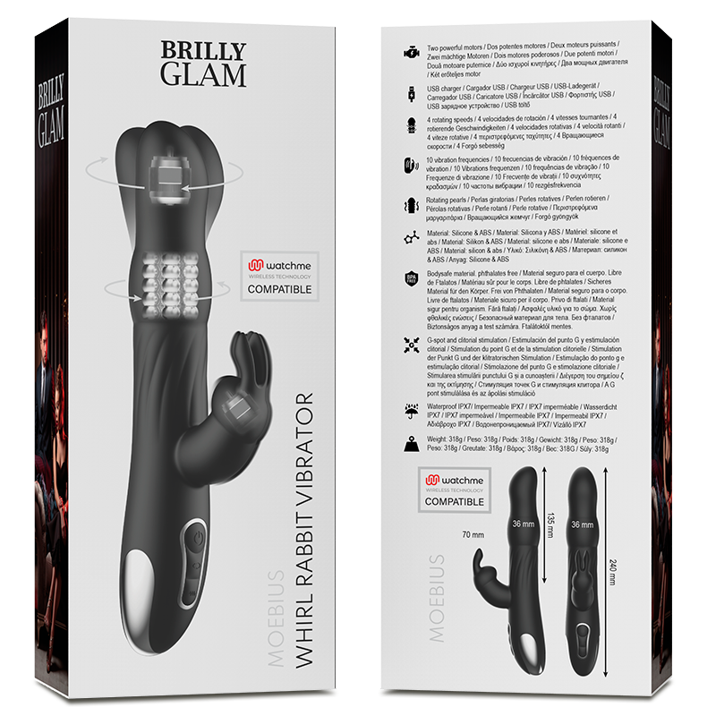 BRILLY GLAM-MOEBIUS RABBIT VIBRATOR &amp; ROTATOR KOMPATIBEL MIT WATCHME WIRELESS TECHNOLOGIE