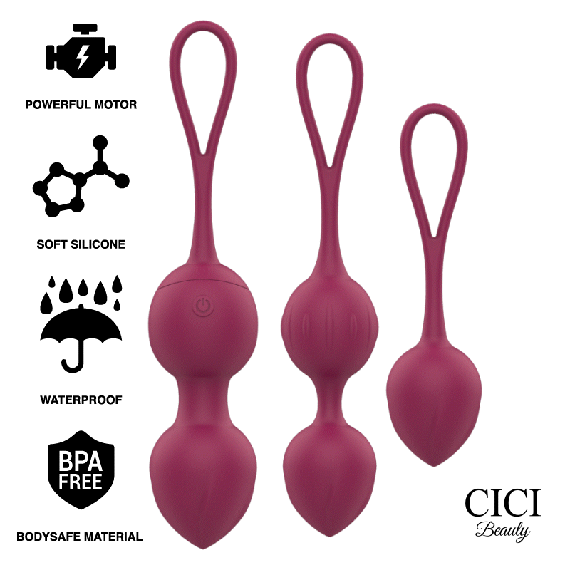 CICI BEAUTY - SILICONE PREMIUM 3 CONTAS KEGEL VIBRATÓRIAS CONTROLE REMOTO