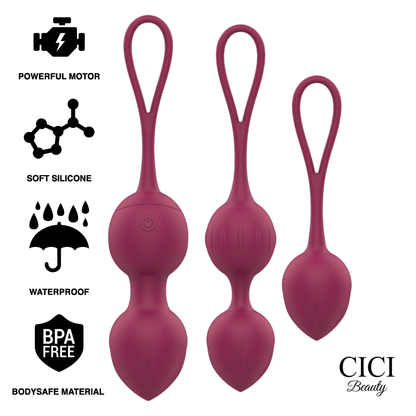 CICI BEAUTY - SILICONE PREMIUM 3 CONTAS KEGEL VIBRATÓRIAS CONTROLE REMOTO
