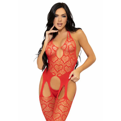 LEG AVENUE - BODYSTOCKING DE REDE COM ALÇAS TAMANHO ÚNICO - PRETO