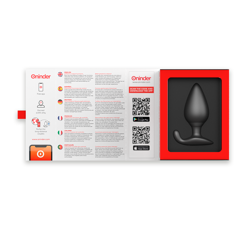 ONINDER - RIO VIBRADOR ANAL PLUG PRETO - APLICATIVO GRÁTIS