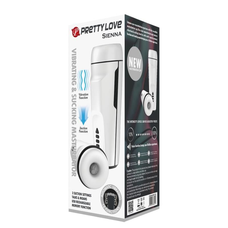PRETTY LOVE - MASTURBADOR MASCULINO SIENNA COM VIBRAÇÃO. VOZ E SUCÇÃO
