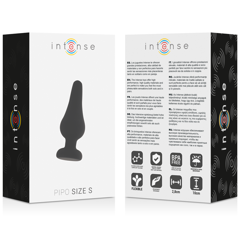 INTENSO - PLUG ANAL PIPO S PRETO SILICONE 9,8 CM