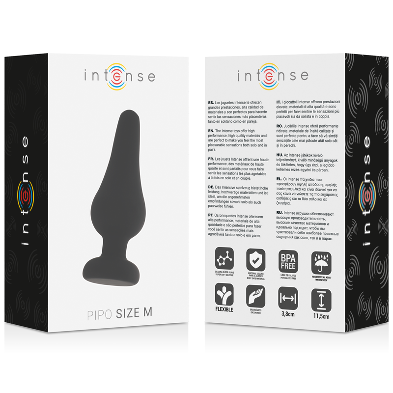 INTENSO - PLUG ANAL PIPO M PRETO SILICONE 11 CM