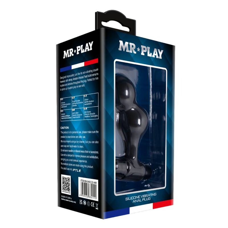 MR PLAY - PLUG ANAL VIBRADOR SILICONE PRETO