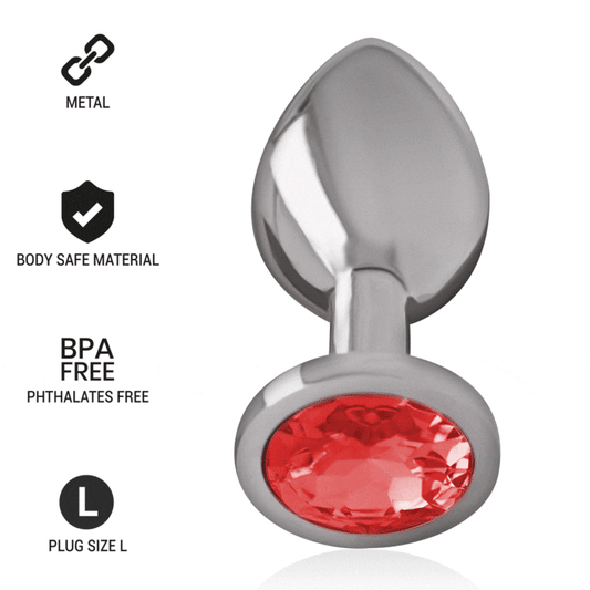 INTENSO - PLUG ANAL DE METAL DE ALUMÍNIO COM CRISTAL VERMELHO TAMANHO L