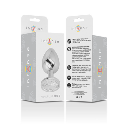INTENSO - PLUG ANAL DE METAL DE ALUMÍNIO COM CRISTAL PRATEADO TAMANHO S