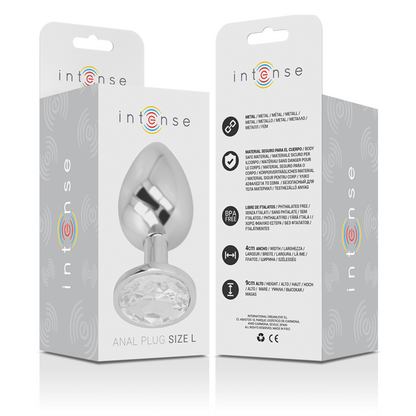 INTENSO - PLUG ANAL DE METAL DE ALUMÍNIO COM CRISTAL PRATEADO TAMANHO L