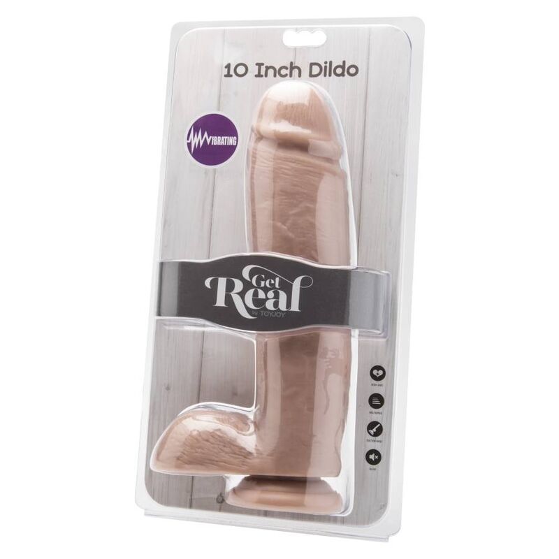 GET REAL - DILDO 25,5 CM COM BOLAS VIBRADOR SKIN