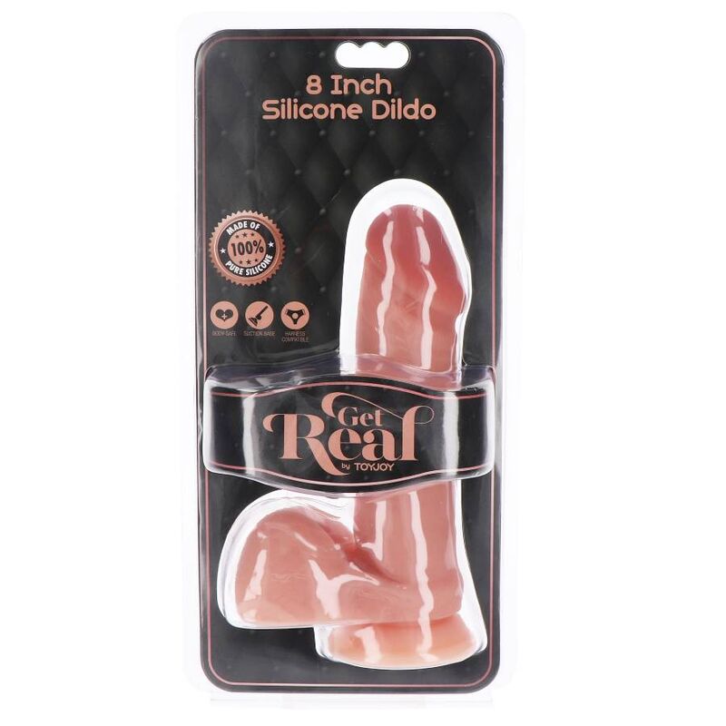 GET REAL - DILDO DE SILICONE 20,5 CM COM PELE DE BOLAS