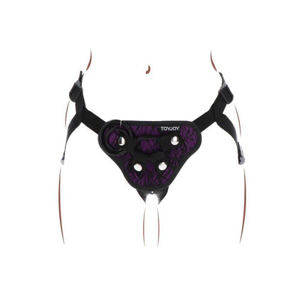 SEJA REAL - ARNÊS DE RENDA COM STRAP-ON ROXO