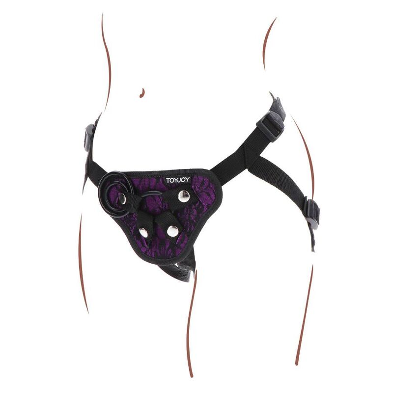 SEJA REAL - ARNÊS DE RENDA COM STRAP-ON ROXO
