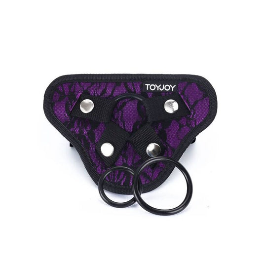 SEJA REAL - ARNÊS DE RENDA COM STRAP-ON ROXO