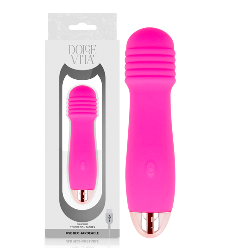 DOLCE VITA - VIBRADOR RECARREGÁVEL TRÊS ROSA 7 VELOCIDADES