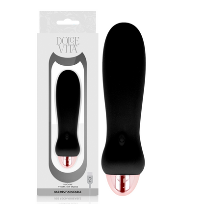 DOLCE VITA - VIBRADOR RECARREGÁVEL FIVE BLACK 7 VELOCIDADES